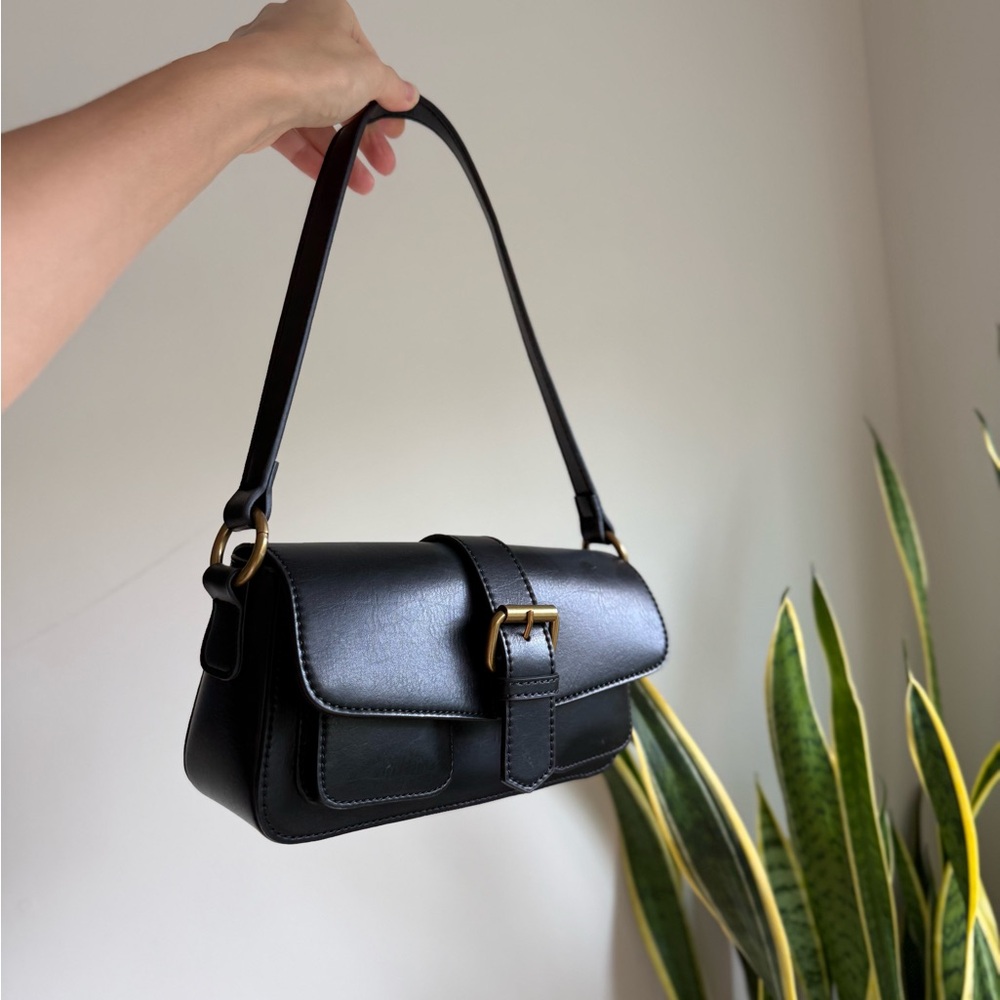 Brandy Melville Black (faux) Leather Shoulder Bag